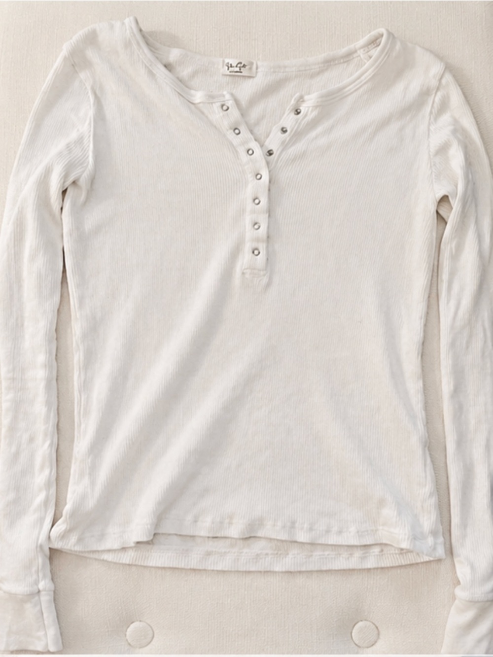 PacSun White Long Sleeve Henley Top